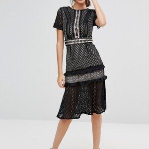 TRUE DECADENCE NWT Lace Ruffle Crochet PENCIL dress Size 10 UK or SMALL SUBLIME